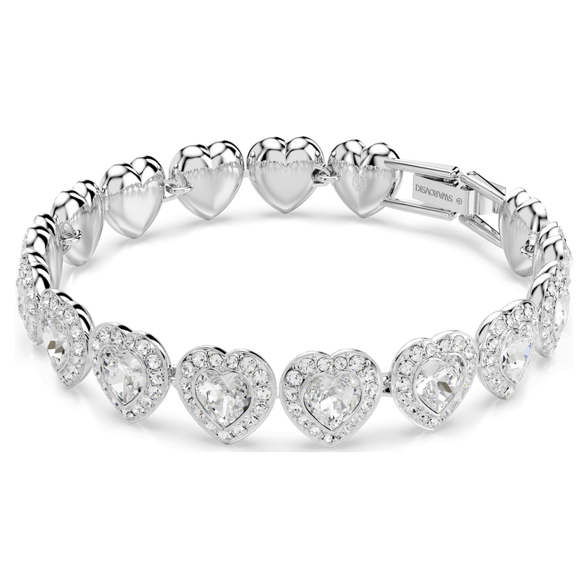 ariana grande x swarovski tennis bracelet  mixed cuts  heart  white  rhodium plated