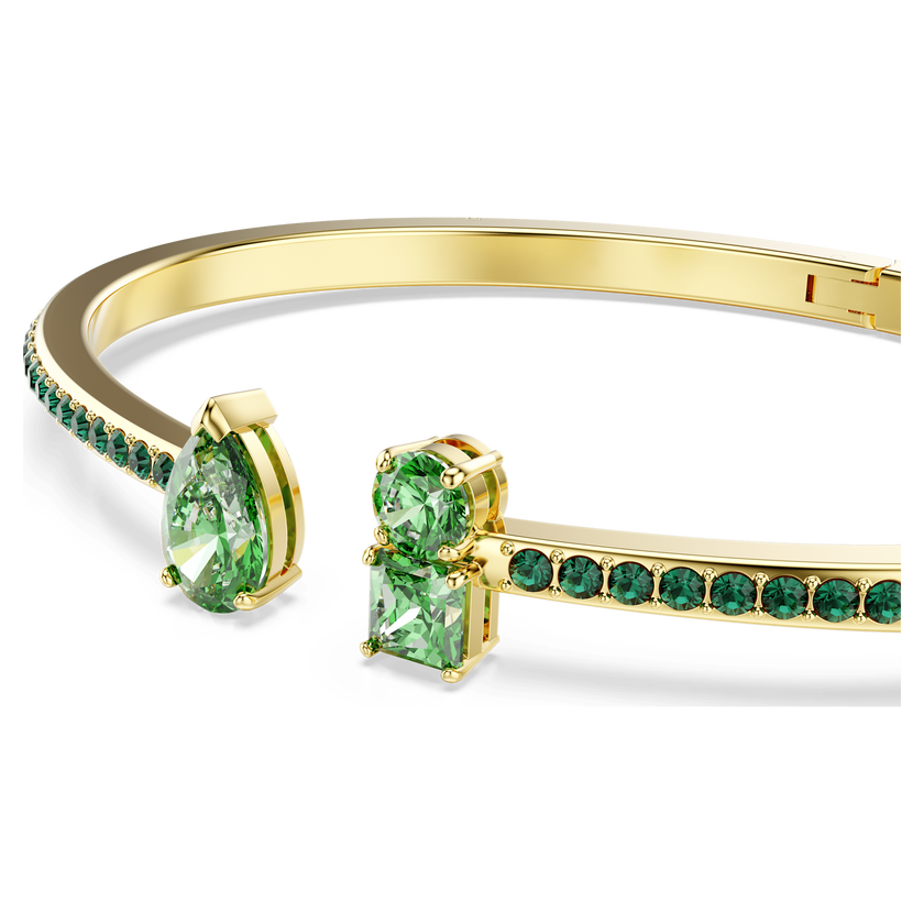 swarovski matrix cuff  mixed cuts  green  gold tone plated