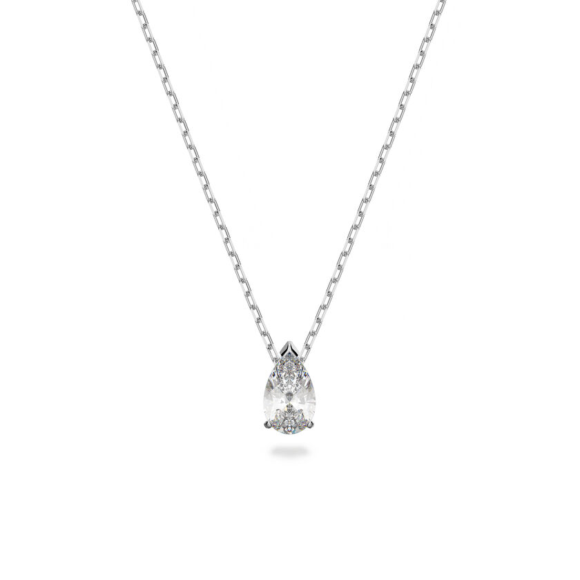 swarovski attract set  pear cut  white  rhodium plated