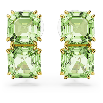 swarovski millenia clip earrings square cut green gold tone plated