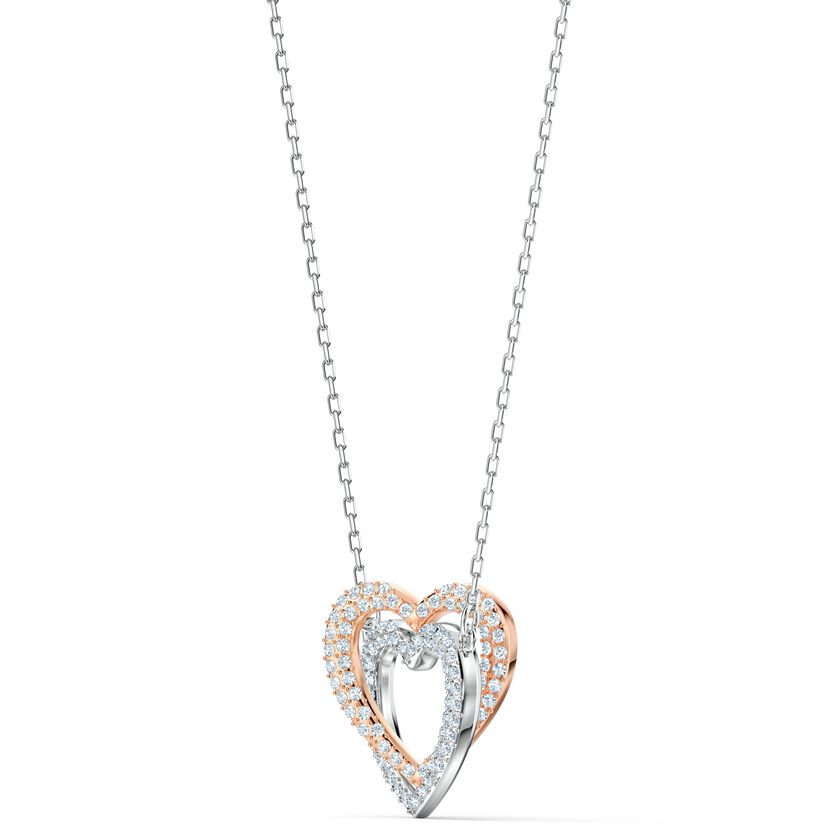 Swarovski Infinity Heart Necklace, White, Mixed metal finish