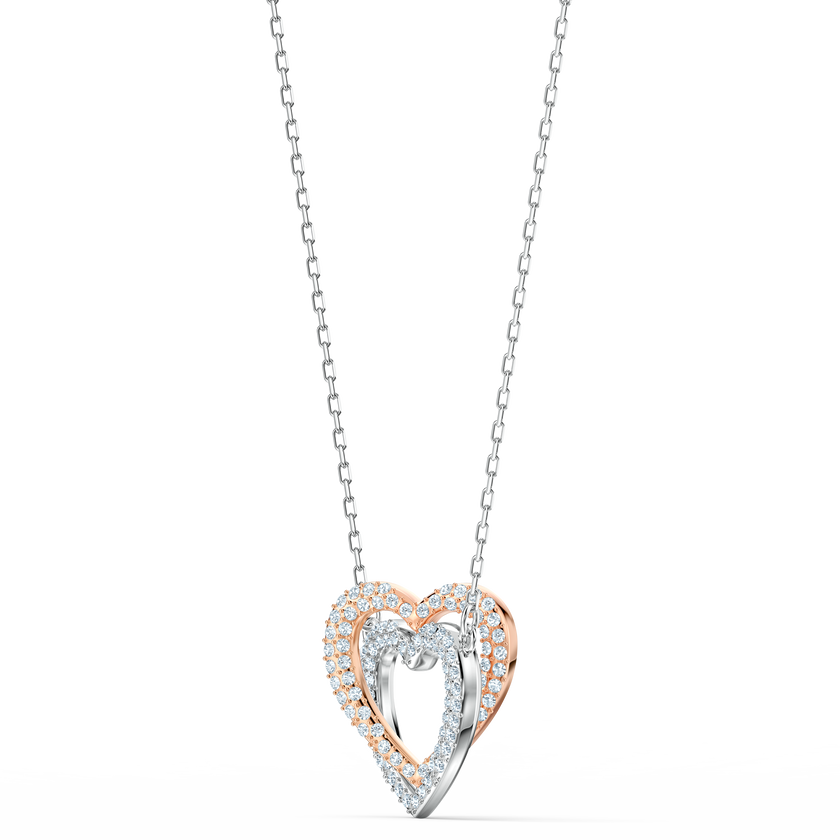 swarovski infinity heart necklace  white  mixed metal finish