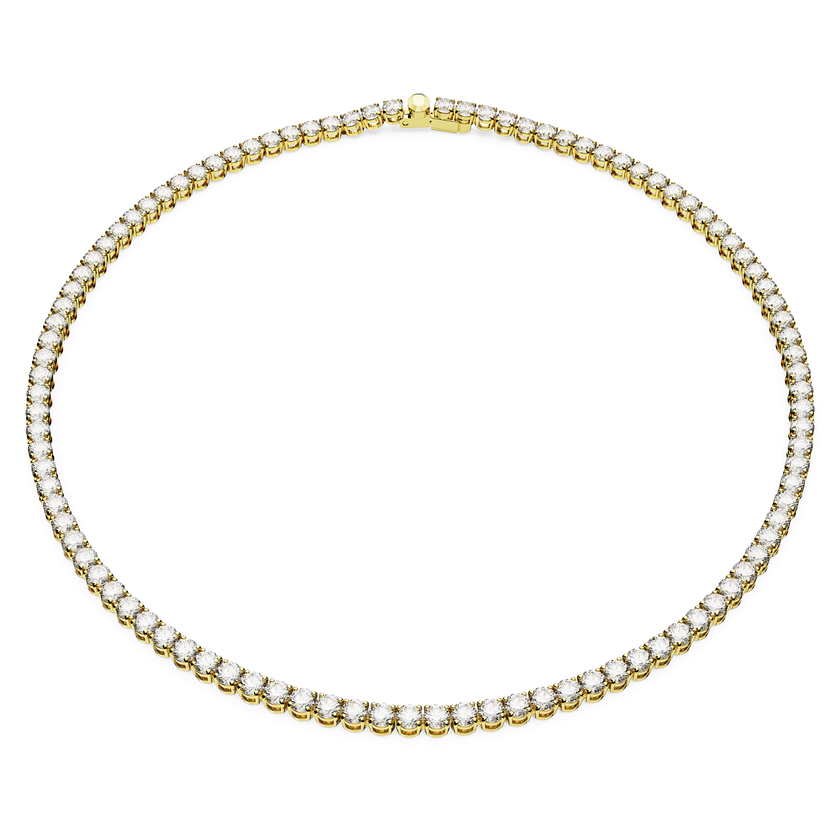 swarovski matrix tennis necklace  round cut  white  gold tone plated
