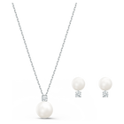 swarovski treasure pearl set white rhodium plated