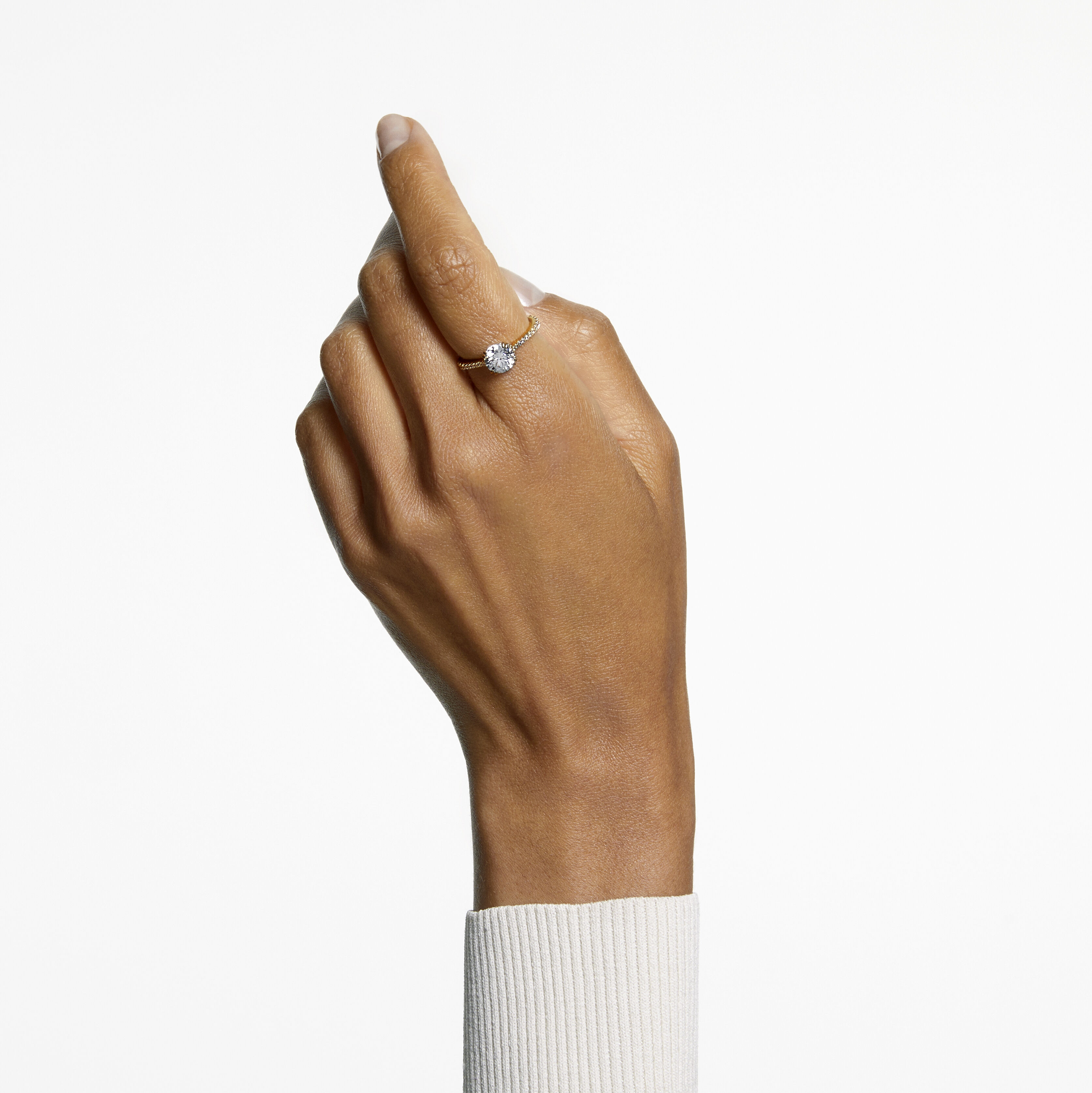 Constella cocktail ring Princess cut Pav White Gold tone plated