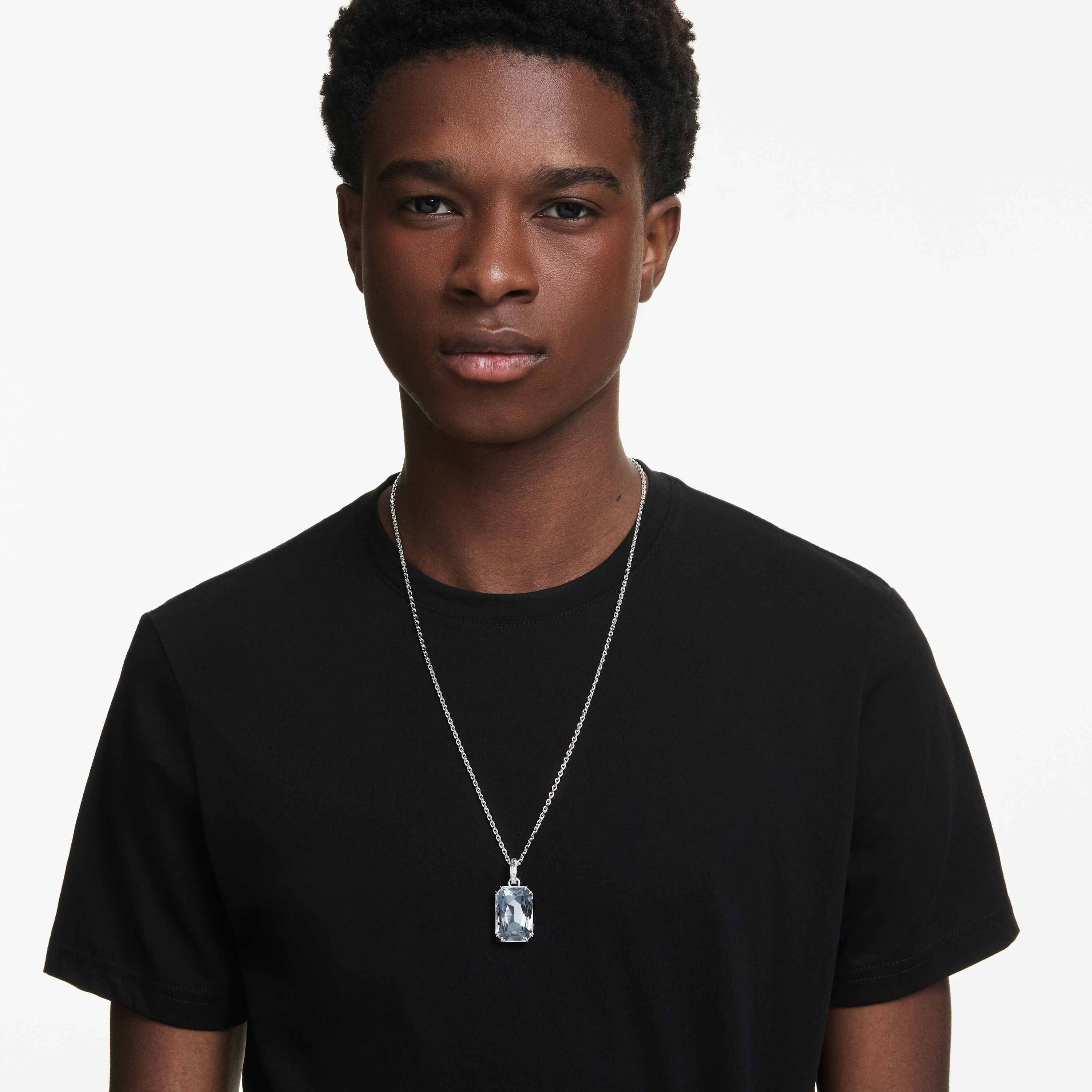 swarovski millenia pendant  octagon cut  white  rhodium plated