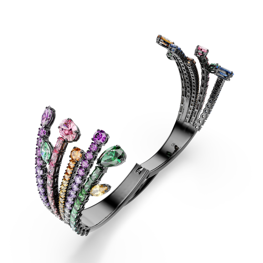 swarovski matrix bangle  mixed cuts  bouquet  multicolored  ruthenium plated