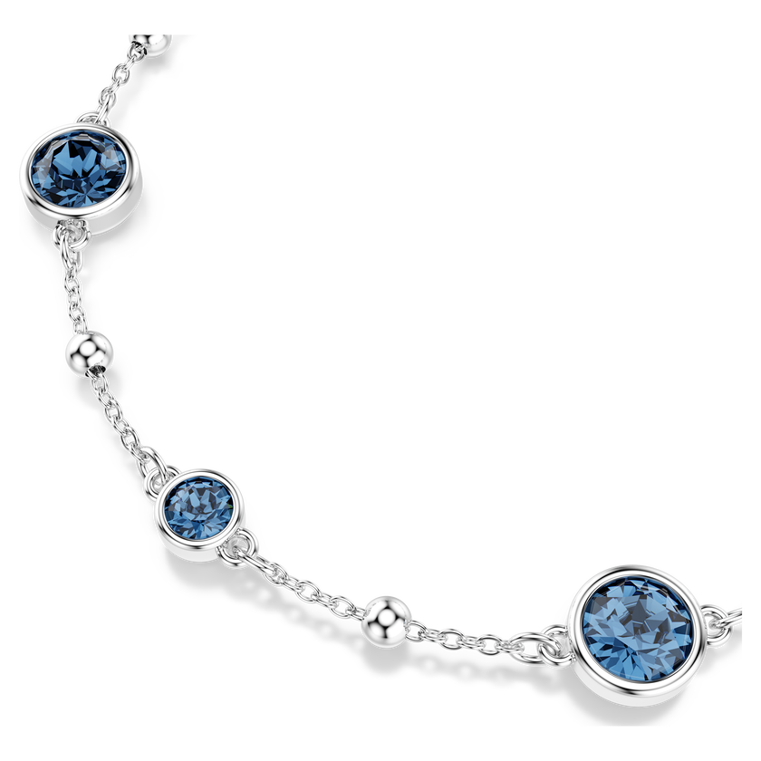swarovski imber bracelet  round cut  blue  rhodium plated