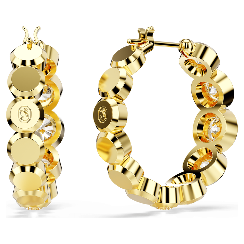 swarovski imber hoop earrings  round cut  white  gold tone plated