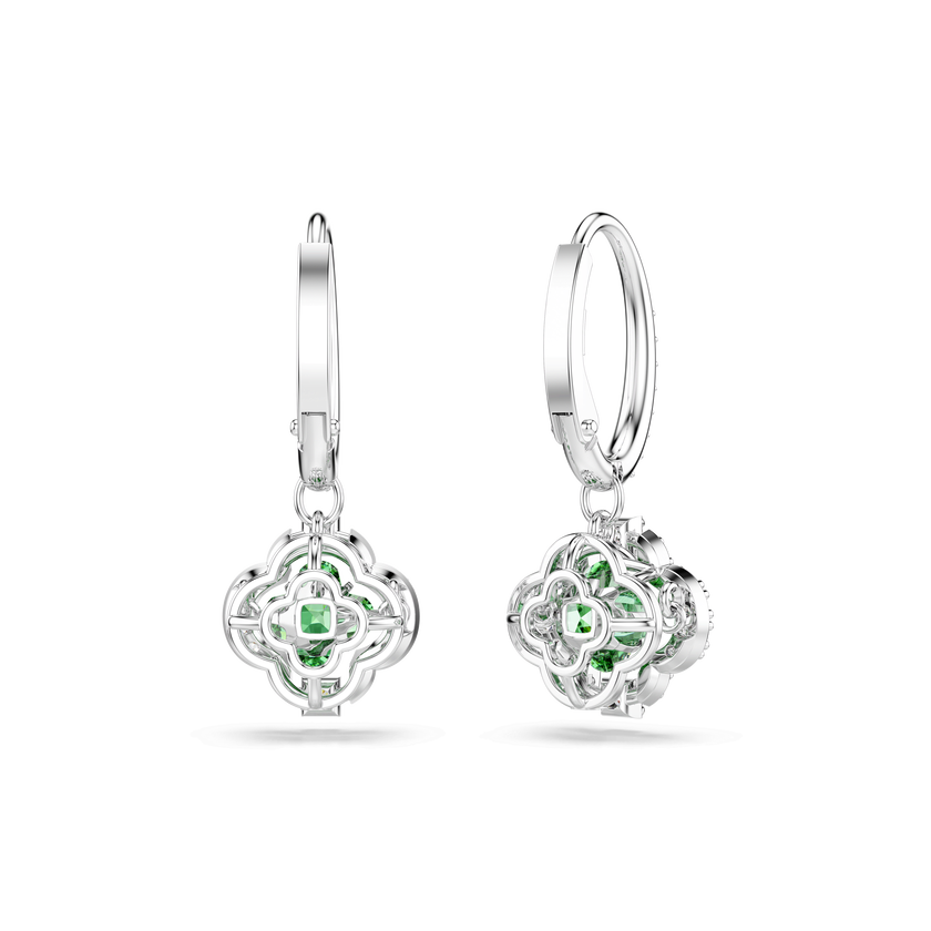 swarovski una angelic drop earrings  mixed cuts  green  rhodium plated