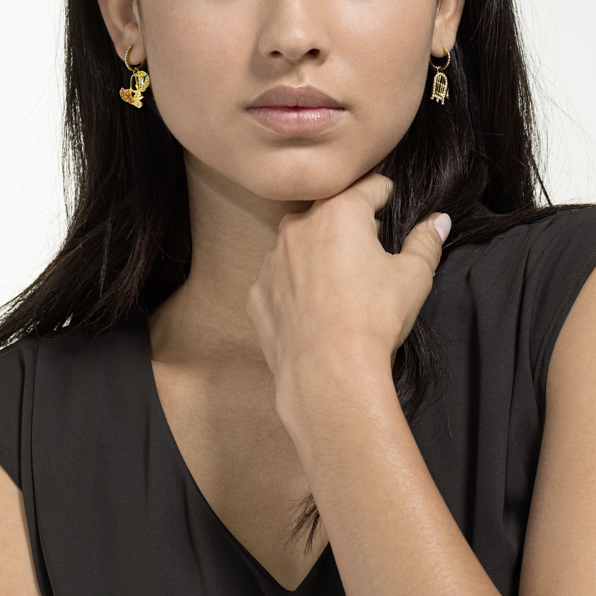 Buy Swarovski Looney Tunes Tweety Hoop Pierced Earrings Multi