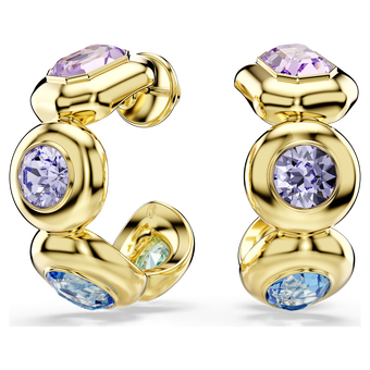 swarovski gema hoop earrings  mixed cuts  multicolored  gold tone plated