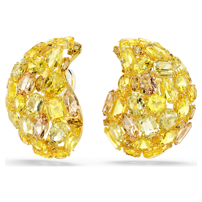 swarovski gema clip earrings  yellow  gold tone plated
