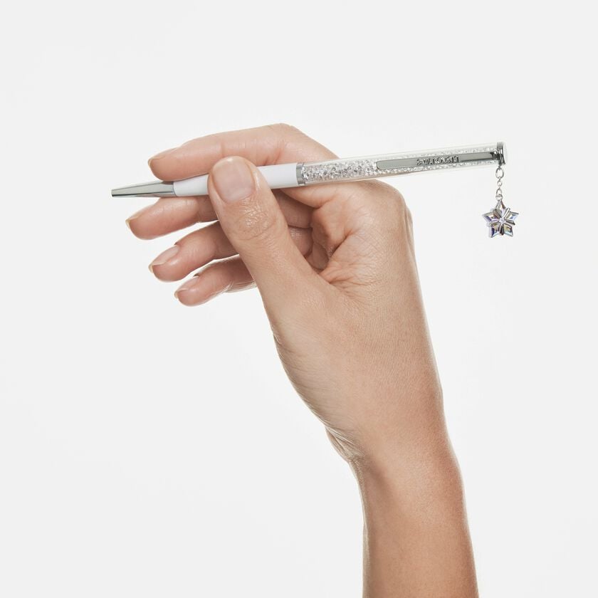 swarovski crystalline ballpoint pen  white lacquered  chrome plated