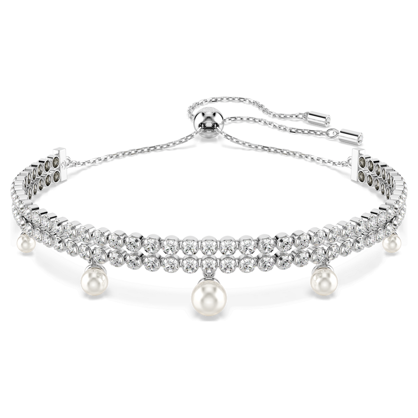 ariana grande x swarovski bracelet  crystal pearl  round cut  white  rhodium plated