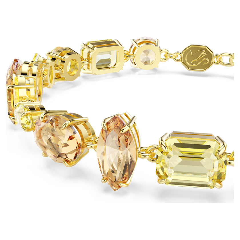 swarovski gema bracelet  mixed cuts  yellow  gold tone plated