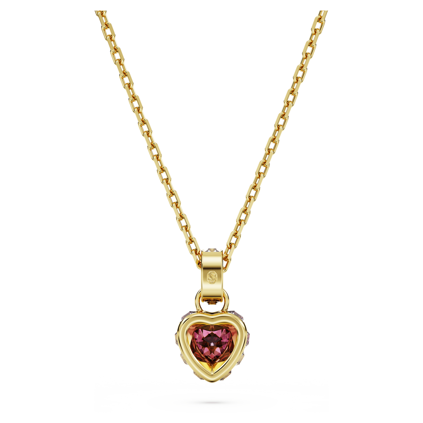 swarovski chroma pendant  heart  red  gold tone plated