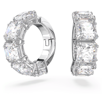 swarovski matrix clip earrings square cut white rhodium plated
