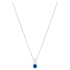 Attract Trilogy Round Pendant, Blue, Rhodium Plating