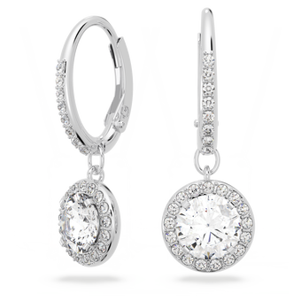 swarovski angelic drop earrings round cut white rhodium plated