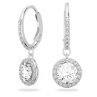 Angelic drop earrings, Round cut, White, Rhodium plated