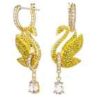 Swarovski Iconic Swan drop earrings, Swan, Yellow, Gold-tone plated