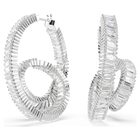 swarovski matrix hoop earrings baguette cut ribbon white rhodium plated