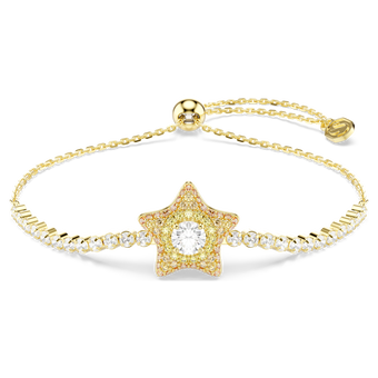 swarovski sublima bracelet  round cut  star  multicolored  18k gold finish
