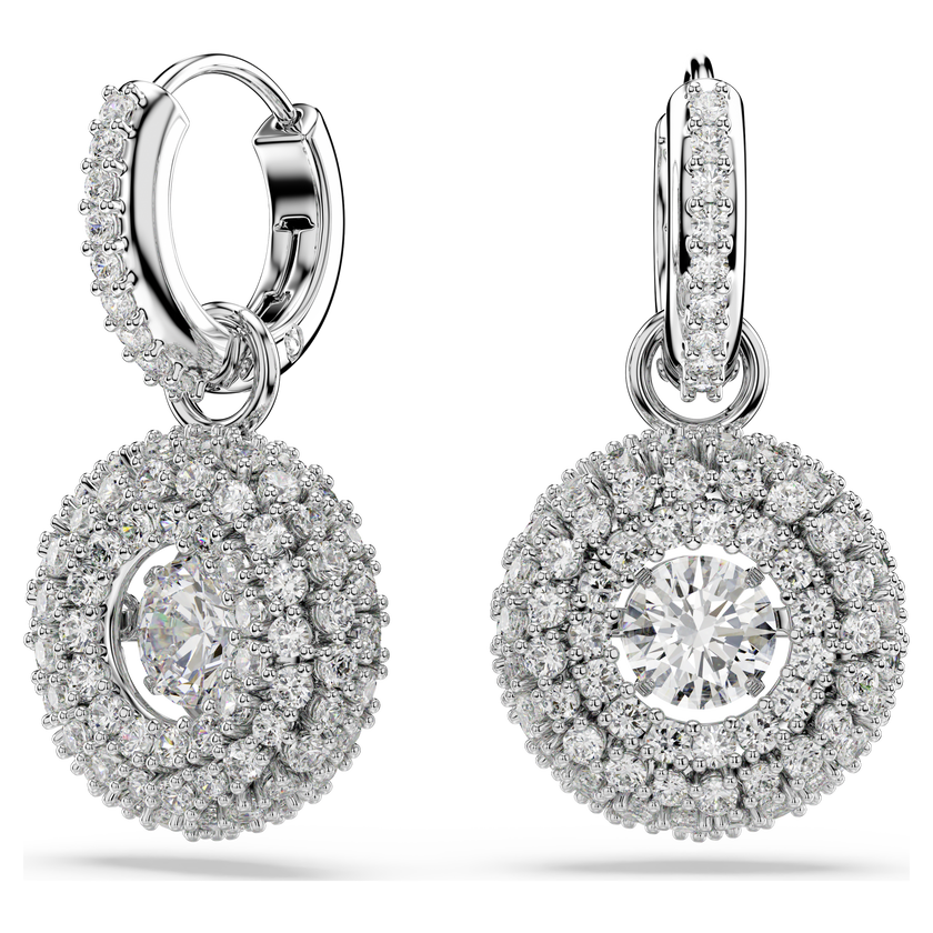 swarovski sublima drop earrings  round cut  white  rhodium plated