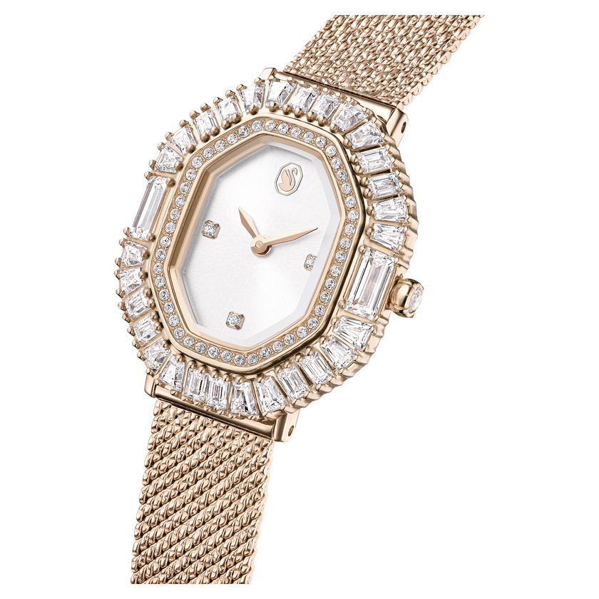 swarovski matrix octagon watch  metal bracelet  gold tone  champagne gold tone finish
