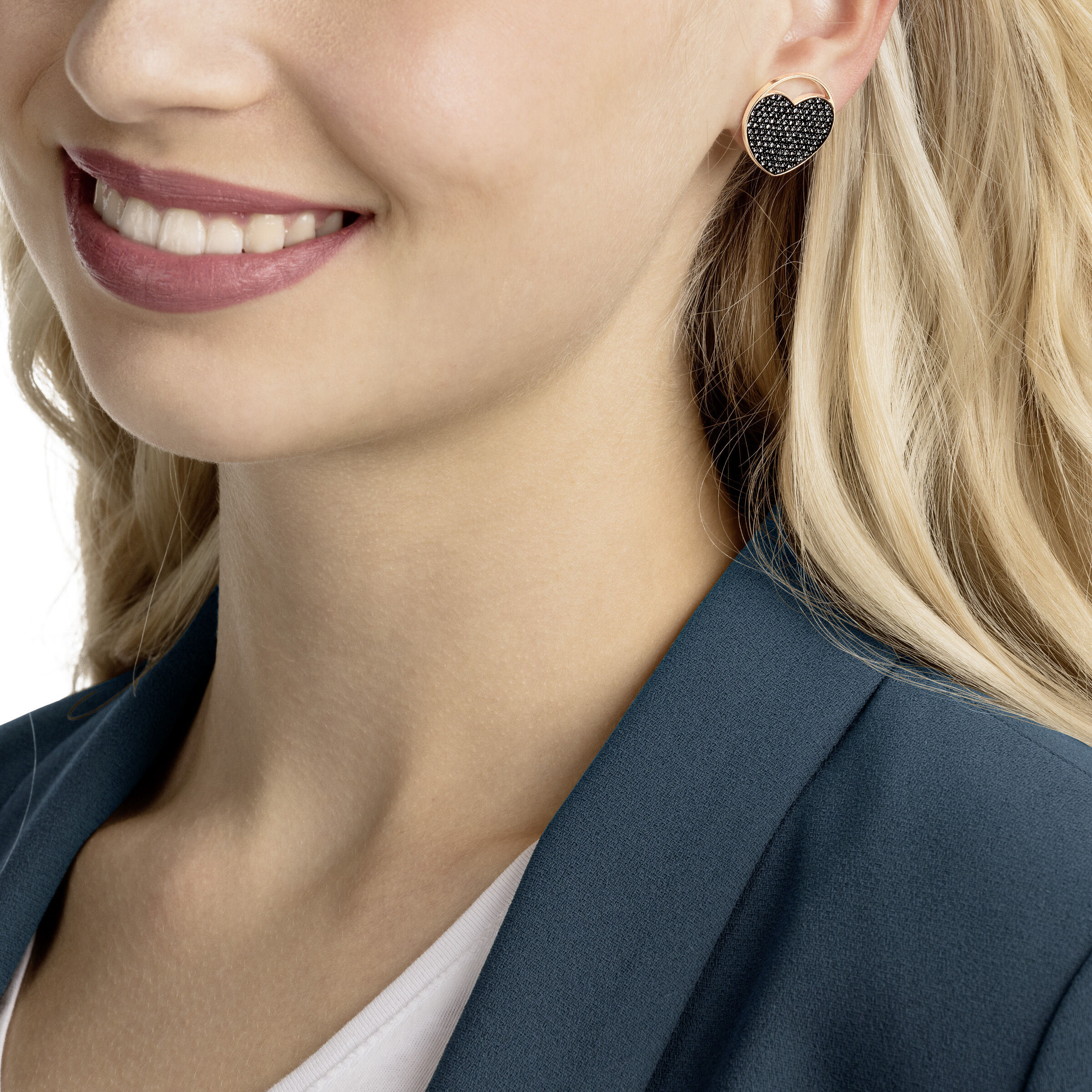 Swarovski rose gold heart earrings shop