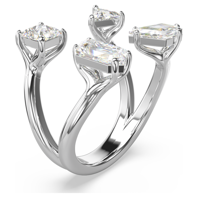 swarovski mesmera open ring  mixed cuts  white  rhodium plated