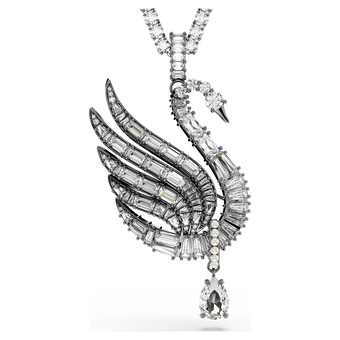 swarovski swan vienna pendant and brooch swan white ruthenium plated