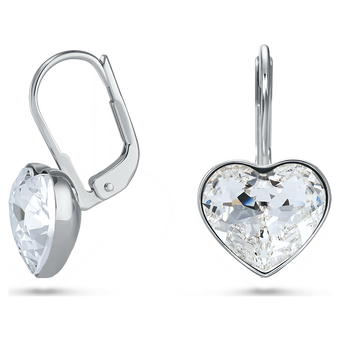 swarovski bella drop earrings  heart  white  rhodium plated