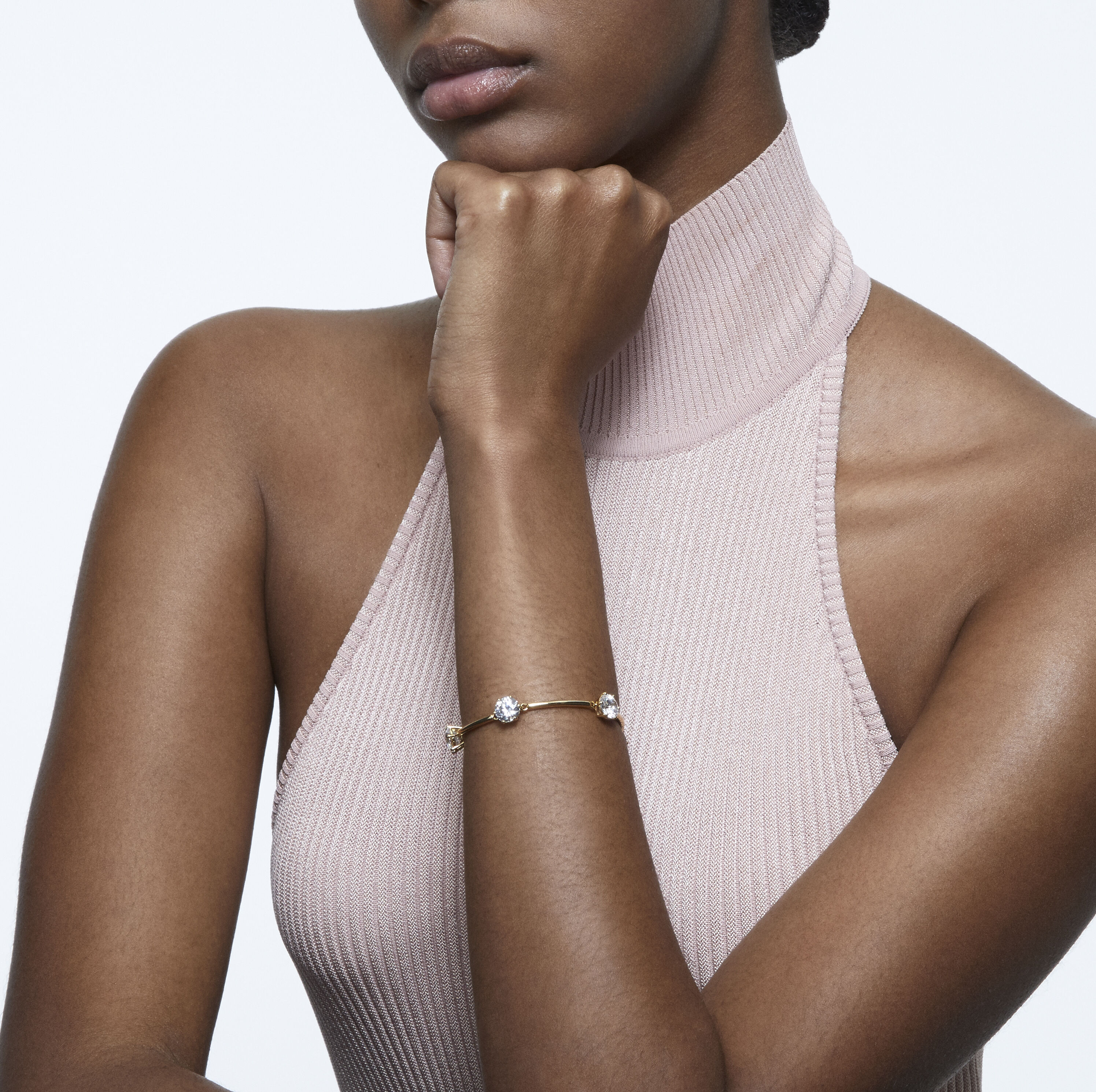 swarovski constella bangle  white  gold tone plated