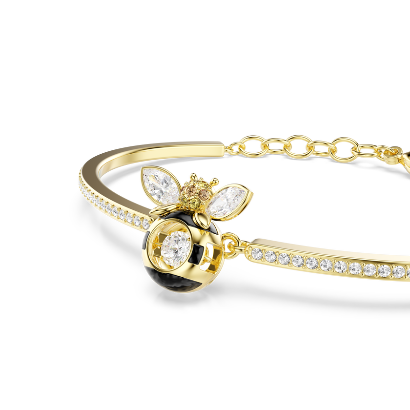 swarovski idyllia bracelet  mixed cuts  bee  multicolored  gold tone plated