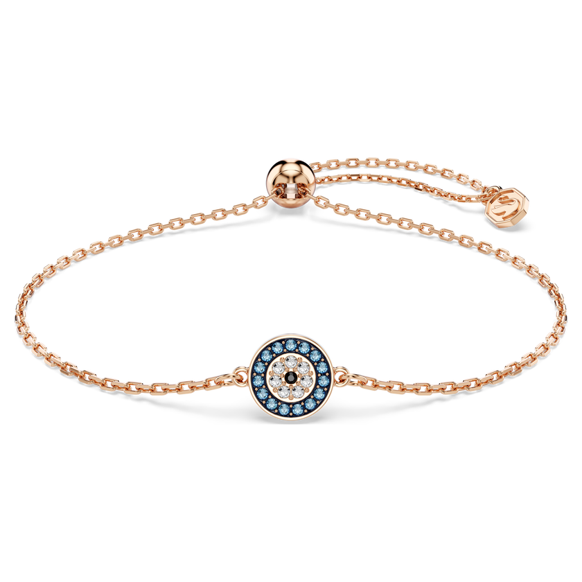 swarovski luckily bracelet  pav   eye  blue  rose gold tone plated
