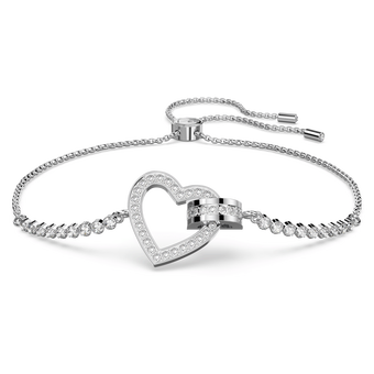 swarovski lovely bracelet heart white rhodium plated