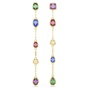 swarovski imber drop earrings  mixed cuts  multicolored  18k gold finish