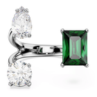 swarovski mesmera open ring mixed cuts green rhodium plated