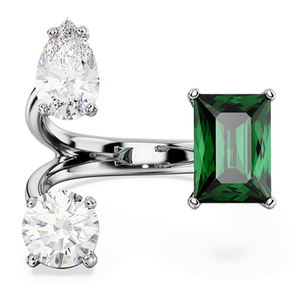 swarovski mesmera open ring mixed cuts green rhodium plated