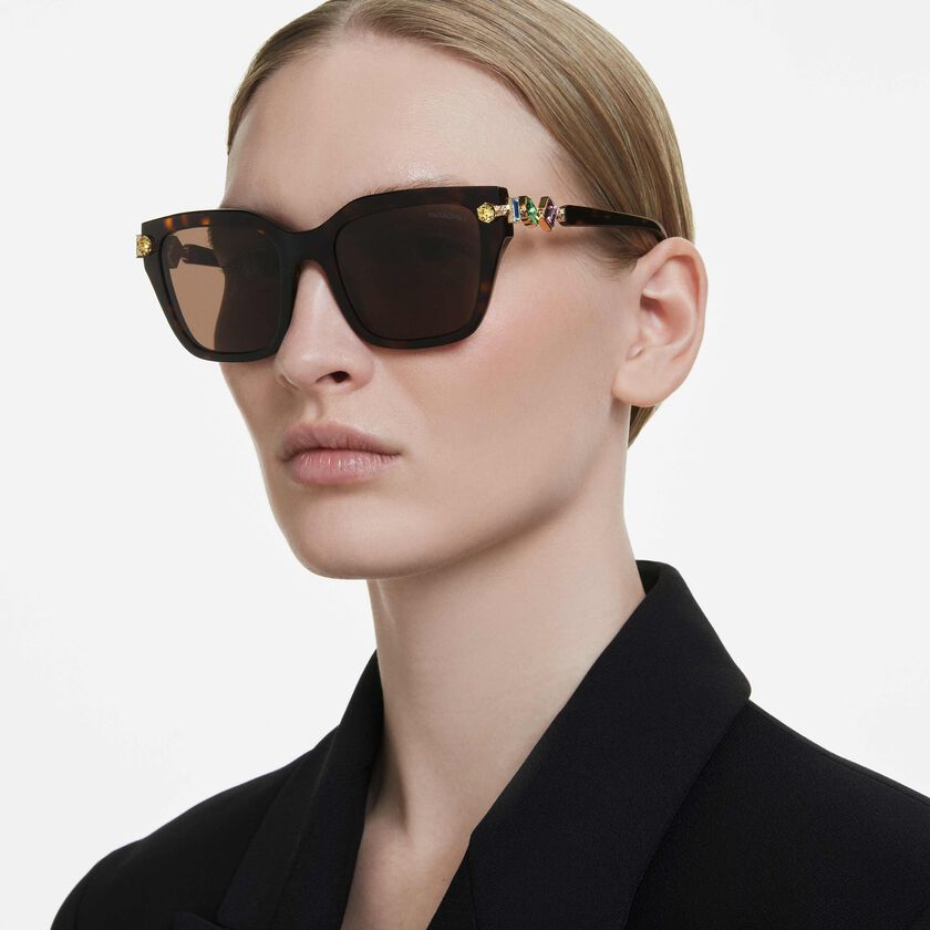 swarovski sunglasses  square shape  brown
