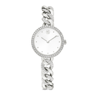 swarovski cocktail round watch  metal bracelet  silver tone  stainless steel