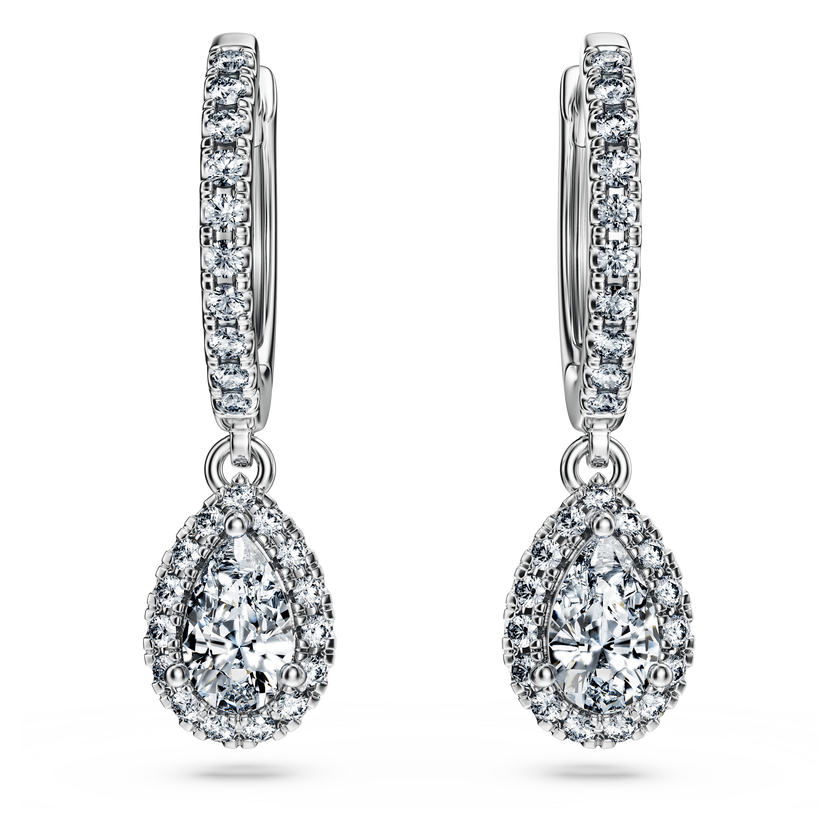 swarovski eternity drop earrings  lab grown diamonds 1 25 ct tw  pear shape  18k white gold