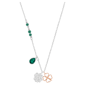 swarovski symbolic pendant  clover  green  mixed metal finish