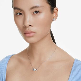 swarovski lifelong bow set  bow  blue  rhodium plated