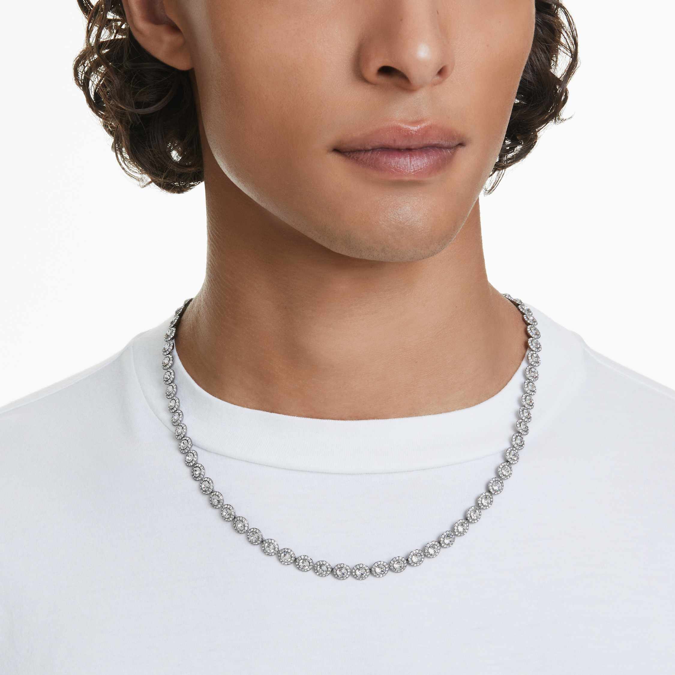 Buy Swarovski Una necklace Round cut Long White Ruthenium plated