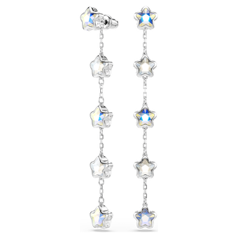 swarovski chroma earrings  mixed cuts  star  white  rhodium plated