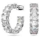 swarovski matrix hoop earrings octagon cut white rhodium plated