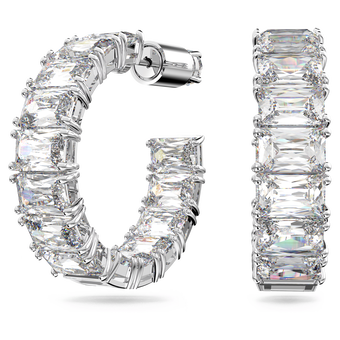 swarovski matrix hoop earrings octagon cut white rhodium plated